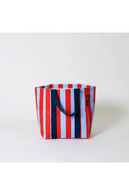 Red Blue Stripe Shopper Tote